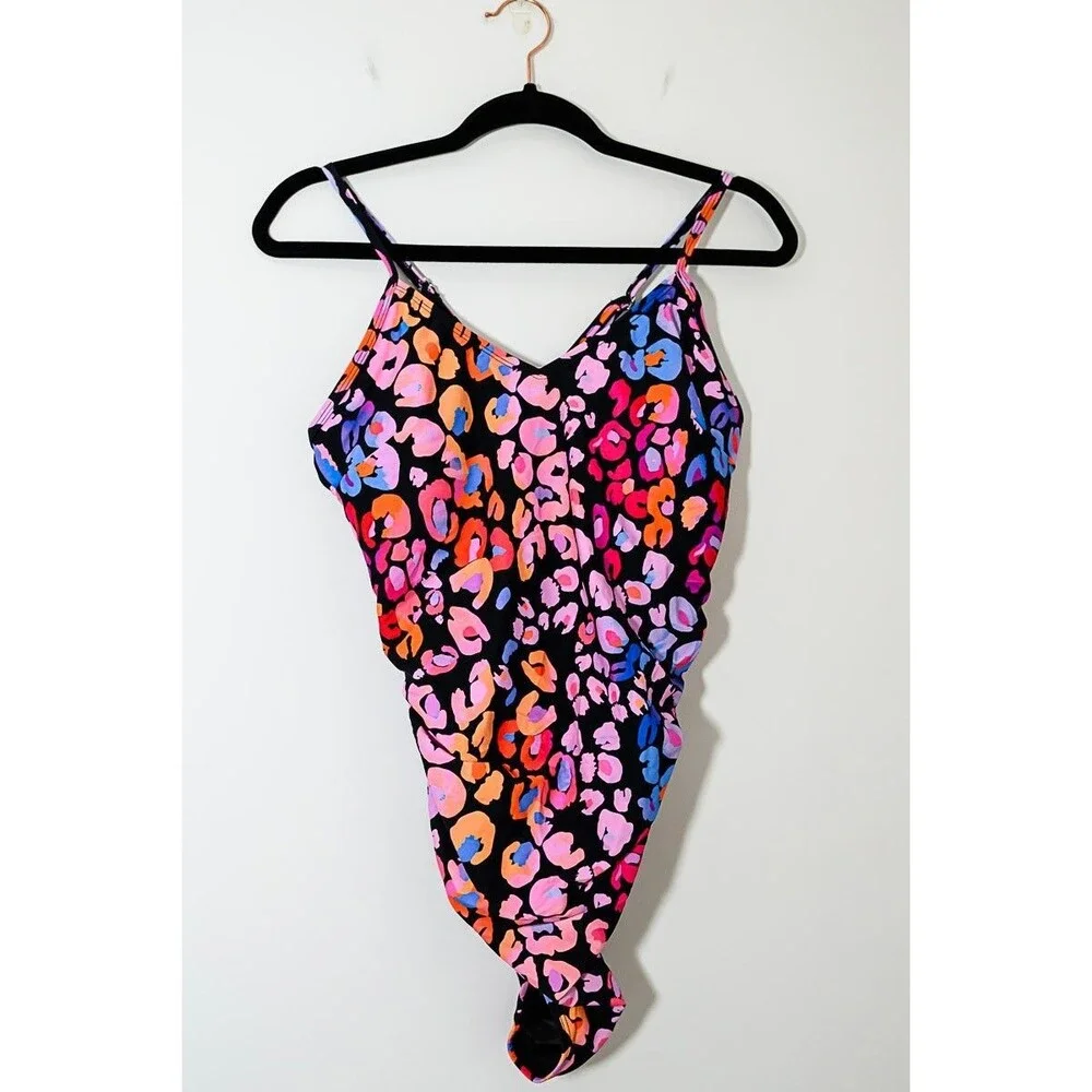 Cupshe Multicolored Leopard Print O Ring One Piece Swimsuit Bathing Suit Swim L